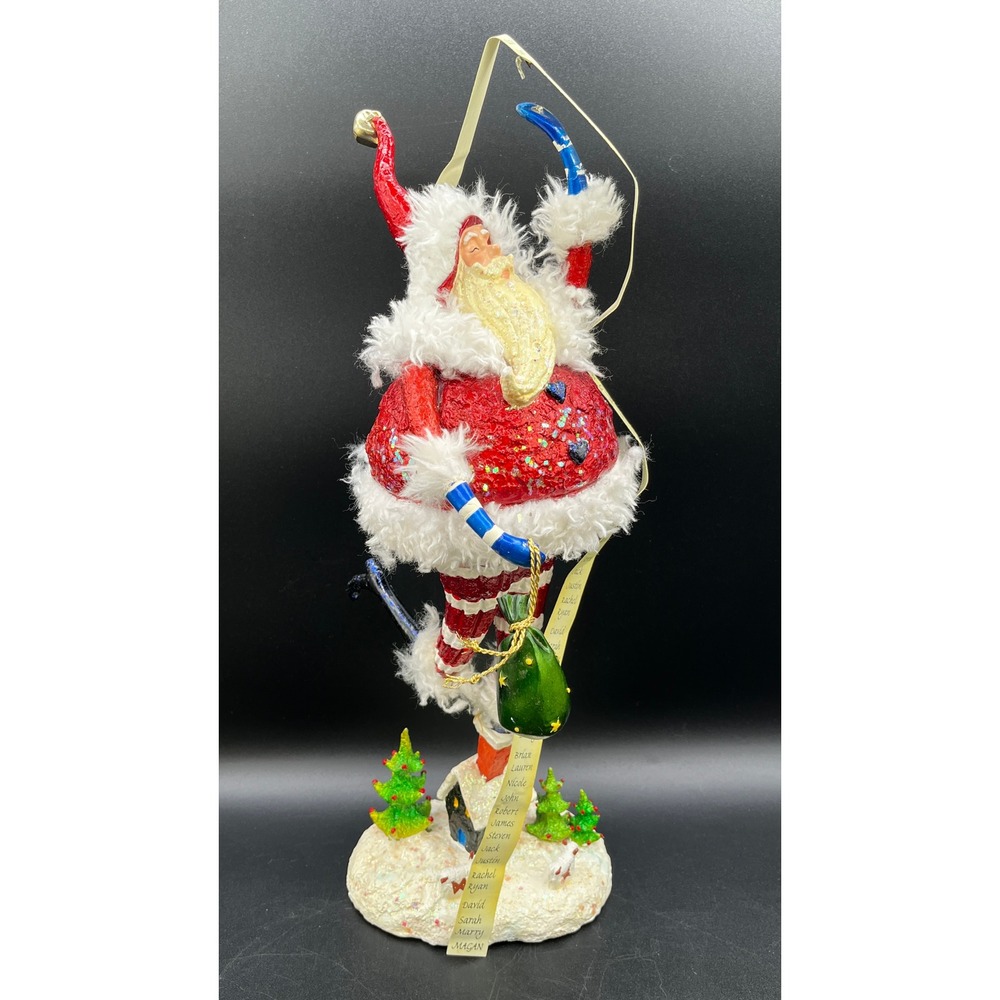 Vtg H&H Whimsical Santa Claus Figurine Name List Scroll Christmas Decor 16"